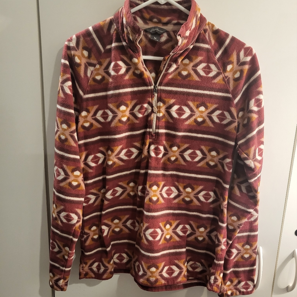 Eddie Bauer Womans Medium Aztec Print 1/4 Zip Pullover